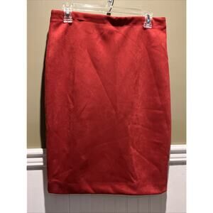 t tahari skirt Size M New Faux Suede Red Straight Knee Length Skirt